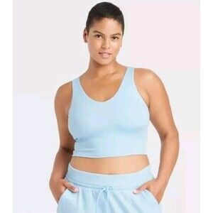 All In Motion Women Flex Light Support V-Neck Sports Bra Size 3X Light Blue NWT